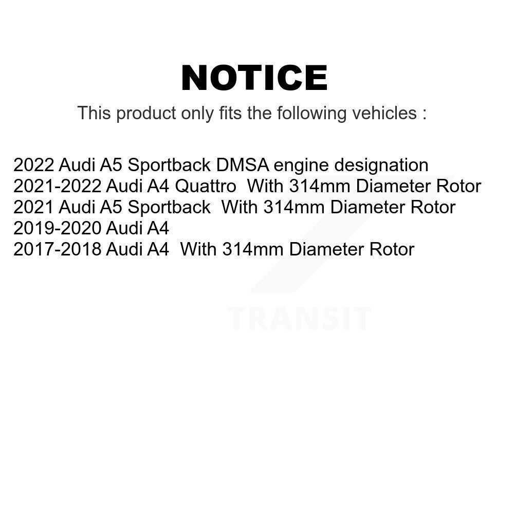 Front Coated Disc Brake Rotors Pair For Audi A4 Quattro A5 Sportback KG-101608