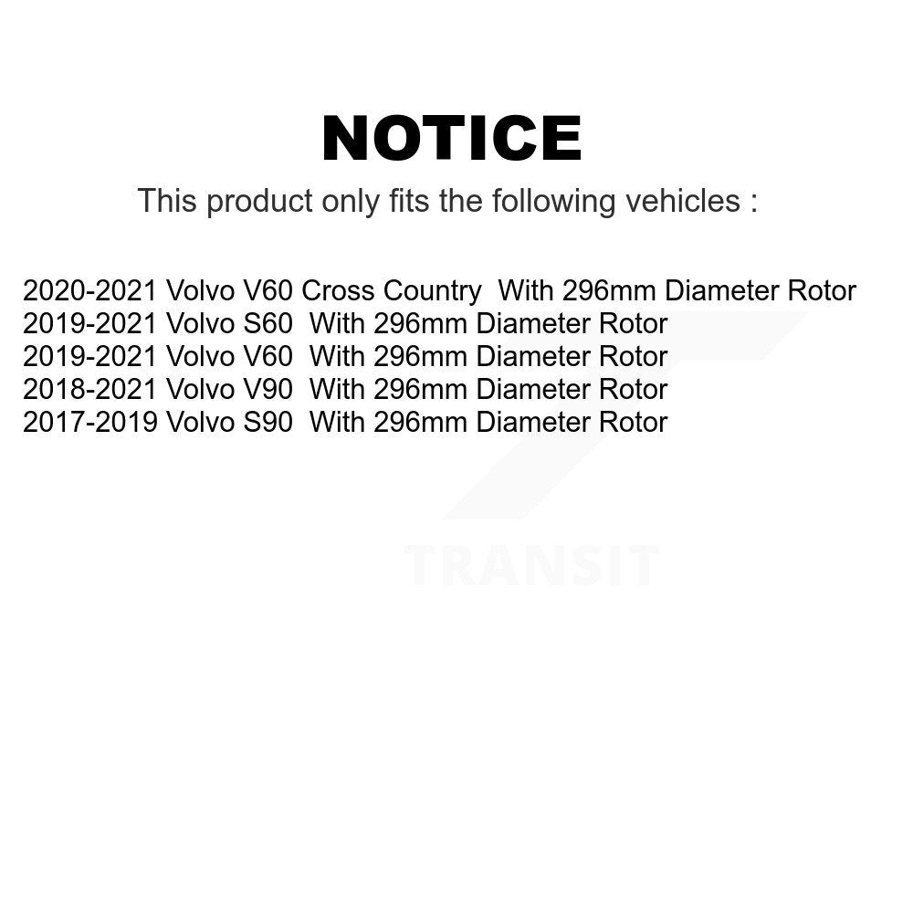 Front Coated Disc Brake Rotors Pair For Volvo S90 S60 V60 Cross Country V90 With 296mm Diameter Rotor KG-101610