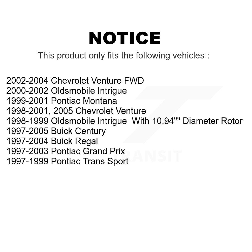 Front Rear Coated Disc Brake Rotors Kit For Buick Century Pontiac Grand Prix Chevrolet Venture Regal Oldsmobile Intrigue Montana Trans Sport KG-101735