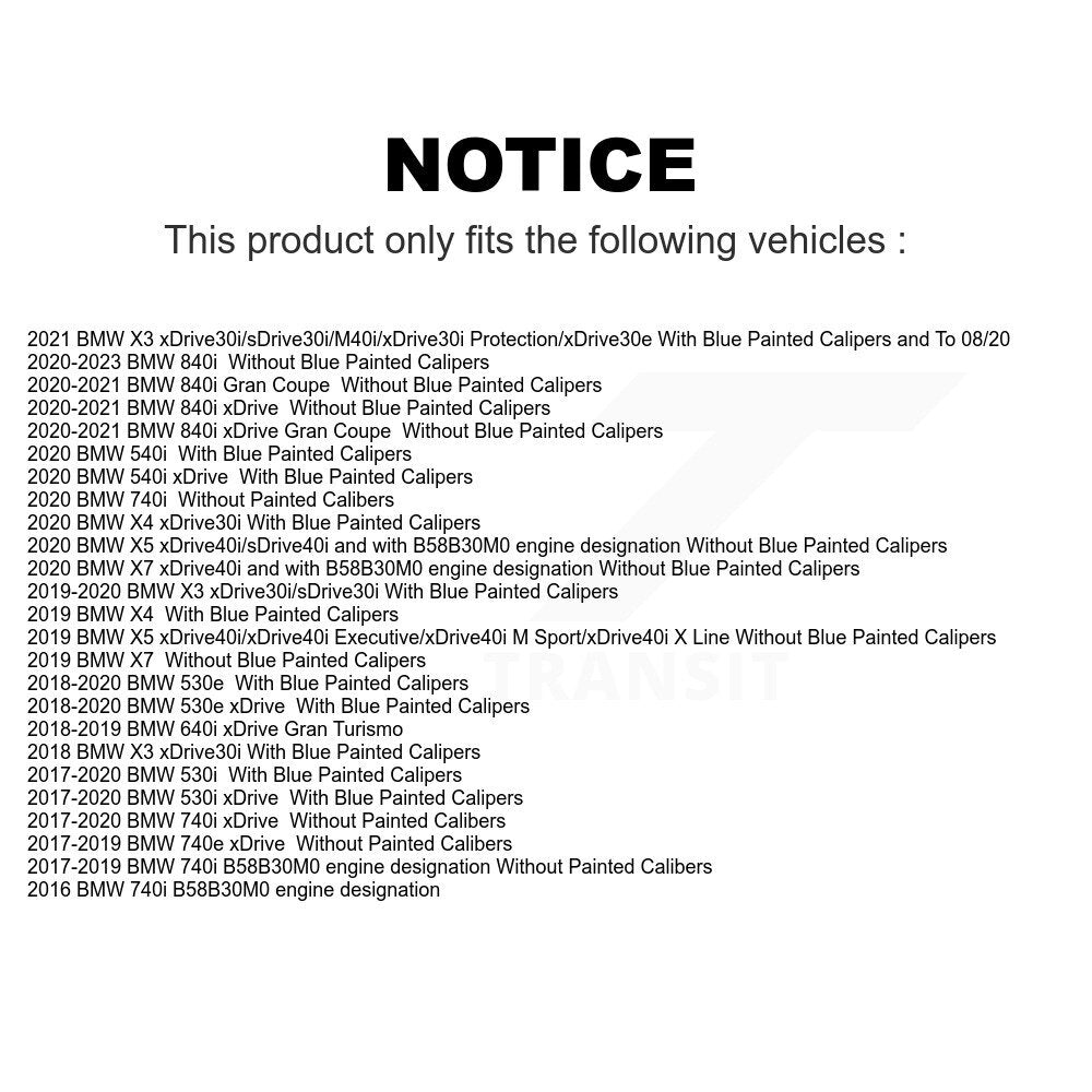 Front Rear Semi-Metallic Brake Pads Kit For BMW X3 X5 530i xDrive X7 530e 740i X4 640i Gran Turismo 740e 540i 840i Coupe KPF-100646