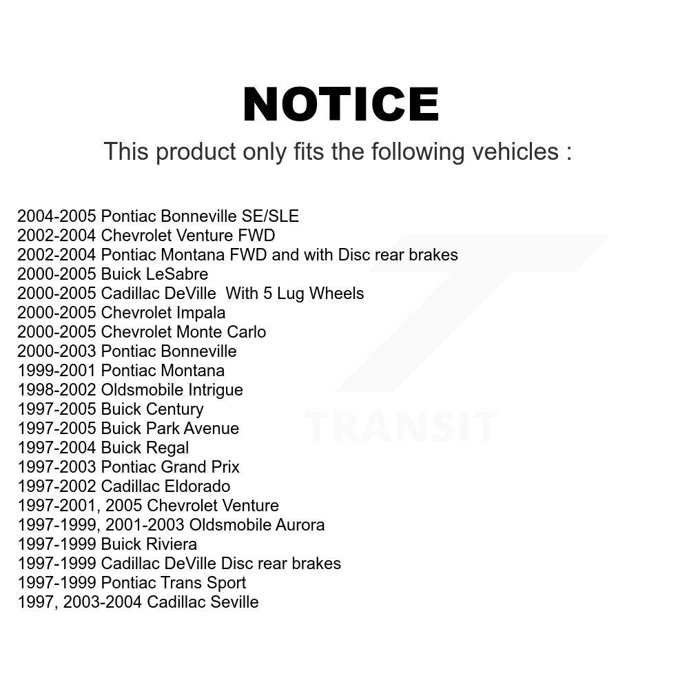 Front Rear Semi-Metallic Brake Pads Kit For Buick Chevrolet Impala LeSabre Century Pontiac Cadillac DeVille Grand Prix Venture Monte Carlo Park Avenue Regal Bonneville Oldsmobile Montana Intrigue Eldorado Aurora Seville Trans Sport Riviera KSM-100301