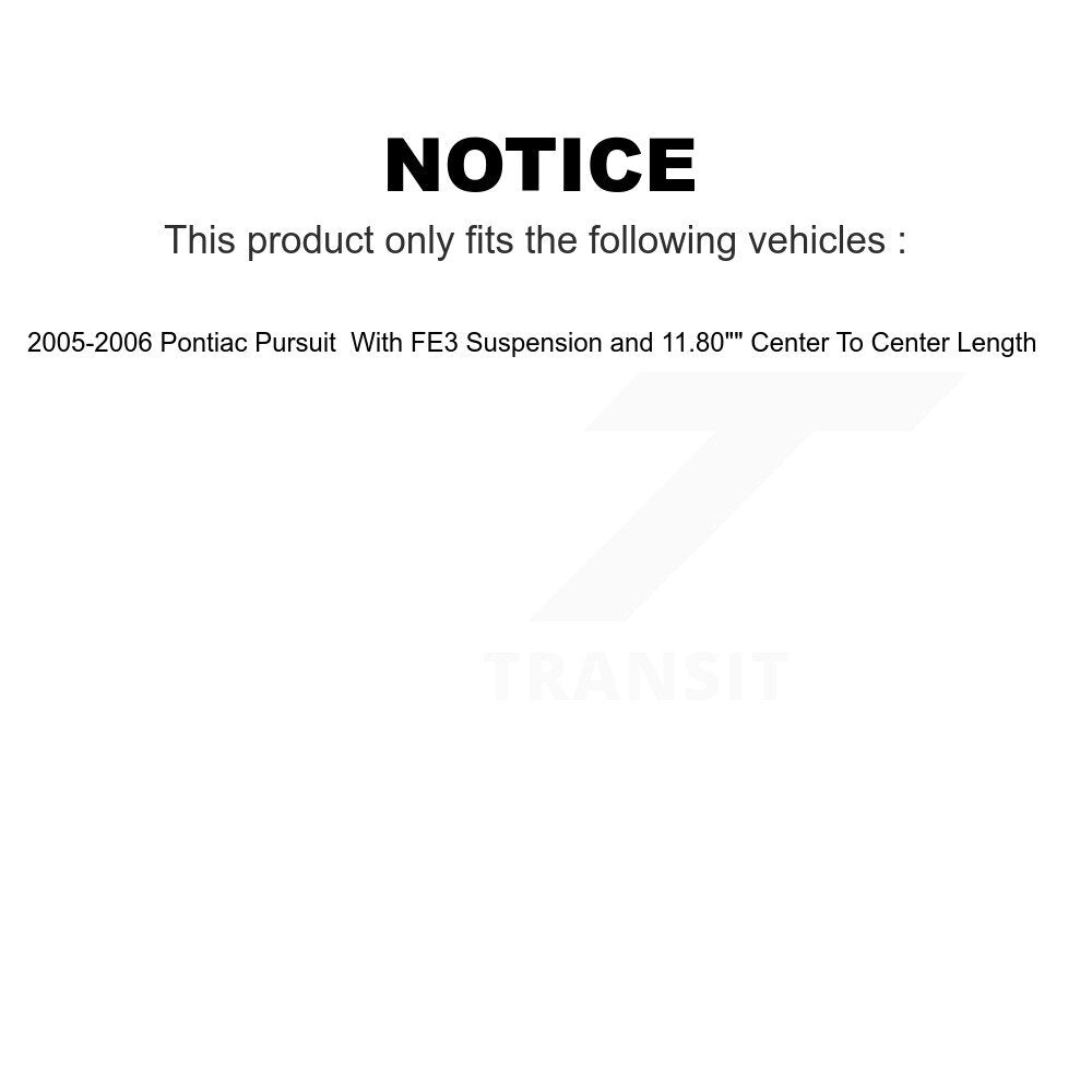 Front Control Arms Assembly And Complete Shock Tie Rods Link Sway Bar Suspension Kit (10Pc) For 2005-2006 Pontiac Pursuit With FE3 11.80" Center To Length KSS-104015
