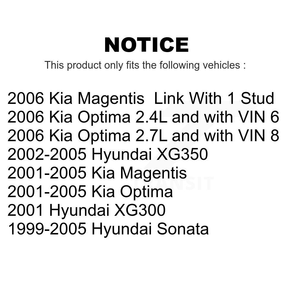 Front Suspension Control Arm And Ball Joint Assembly Stabilizer Bar Link Kit For Hyundai Sonata Kia Optima XG350 XG300 Magentis KTR-100009