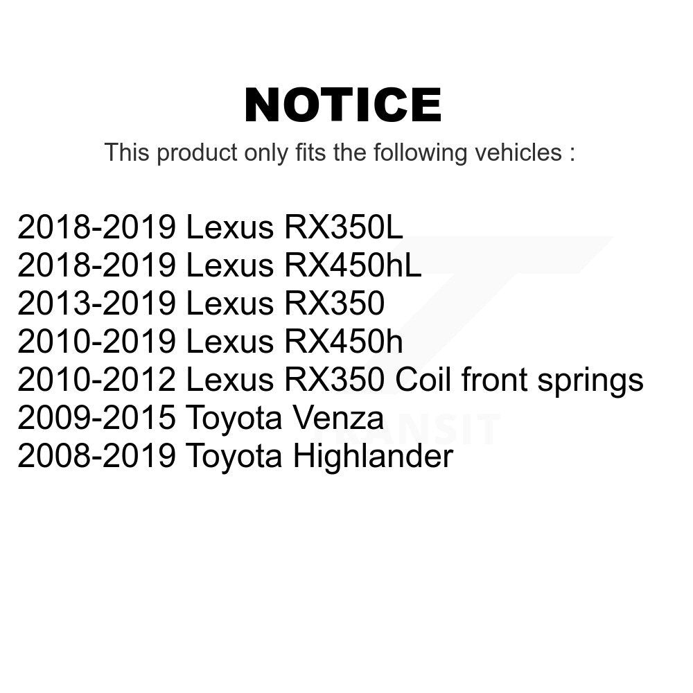 Front Suspension Control Arm And Ball Joint Assembly Stabilizer Bar Link Kit For Toyota Highlander Lexus RX350 Venza RX450h RX350L RX450hL KTR-100167