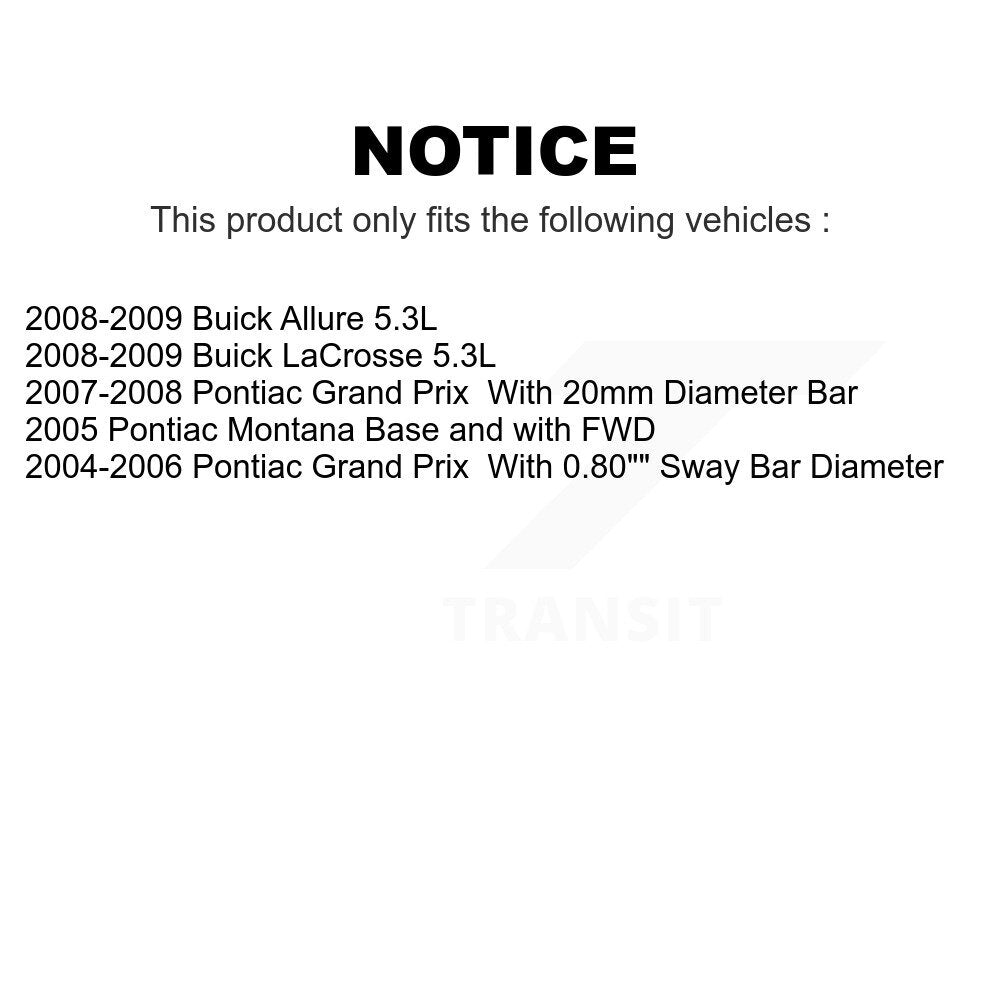 Front Suspension Control Arm And Ball Joint Assembly Stabilizer Bar Link Kit For Pontiac Grand Prix Buick LaCrosse Montana Allure KTR-100195