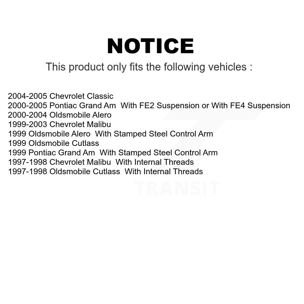 Front Suspension Control Arm And Ball Joint Assembly Steering Tie Rod End Stabilizer Bar Link Kit (8Pc) For Chevrolet Pontiac Grand Am Malibu Oldsmobile Alero Classic Cutlass KTR-100443
