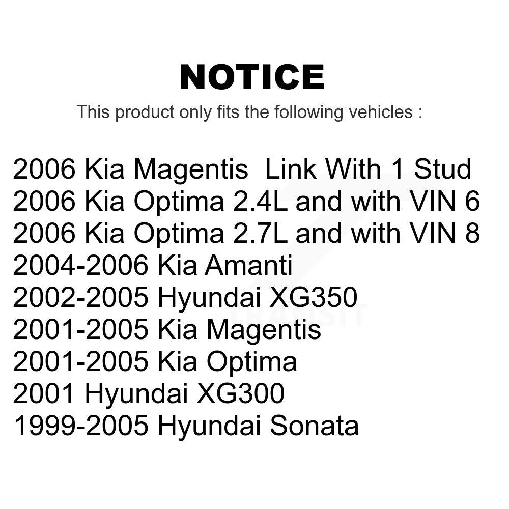 Front Suspension Stabilizer Bar Link Pair For Hyundai Sonata Kia Optima XG350 Amanti XG300 Magentis KTR-100816