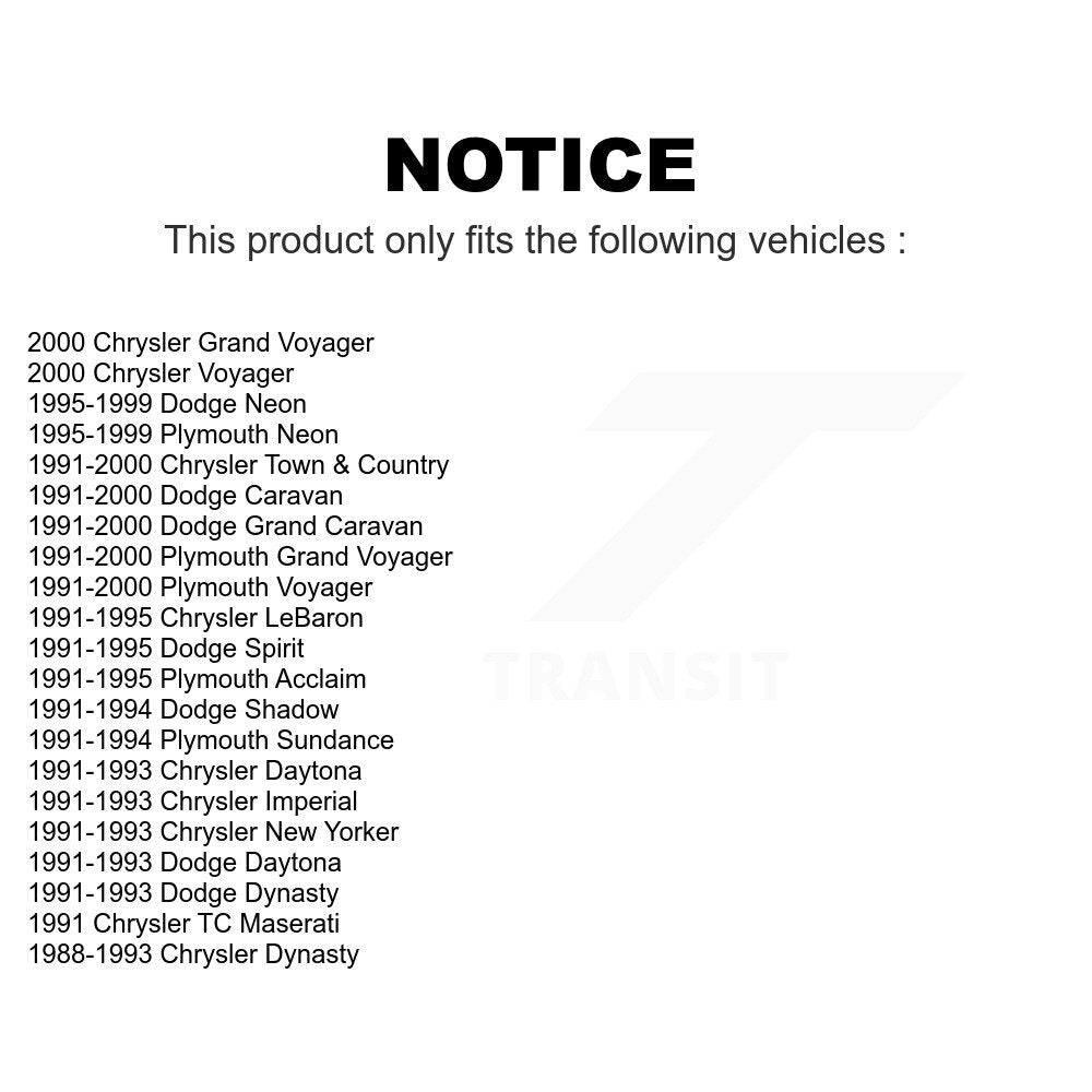 Front Suspension Ball Joints Pair For Dodge Grand Caravan Plymouth Chrysler Town & Country Voyager Neon LeBaron Acclaim Spirit New Yorker Dynasty Shadow Sundance Imperial Daytona TC Maserati KTR-101204