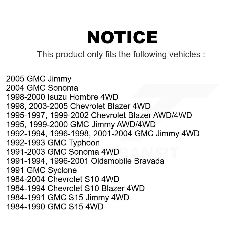 Front Suspension Control Arm And Ball Joint Assembly Kit For Chevrolet S10 Blazer GMC Sonoma Jimmy Oldsmobile Bravada S15 Isuzu Hombre Typhoon Syclone KTR-101498