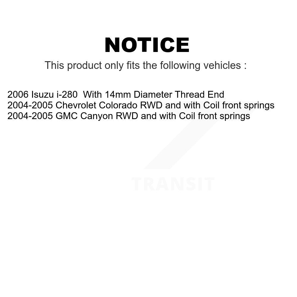 Front Steering Tie Rod End Kit For Chevrolet Colorado GMC Canyon Isuzu i-280 KTR-101967