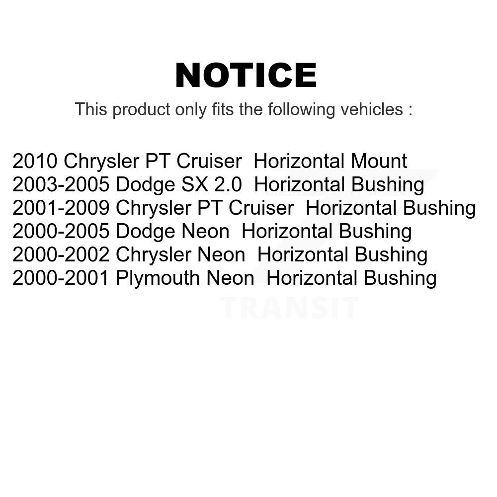 Front Lower Forward Suspension Control Arm Bushing Pair For Chrysler PT Cruiser Neon Dodge Plymouth SX 2.0 KTR-102277