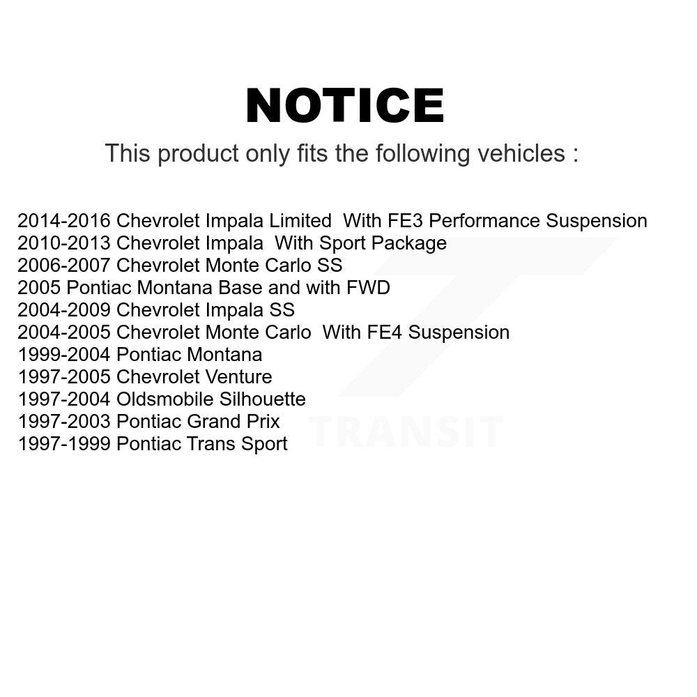 Front Suspension Ball Joint And Tie Rod End Kit For Chevrolet Impala Pontiac Grand Prix Venture Limited Montana Monte Carlo Oldsmobile Silhouette Trans Sport KTR-102342