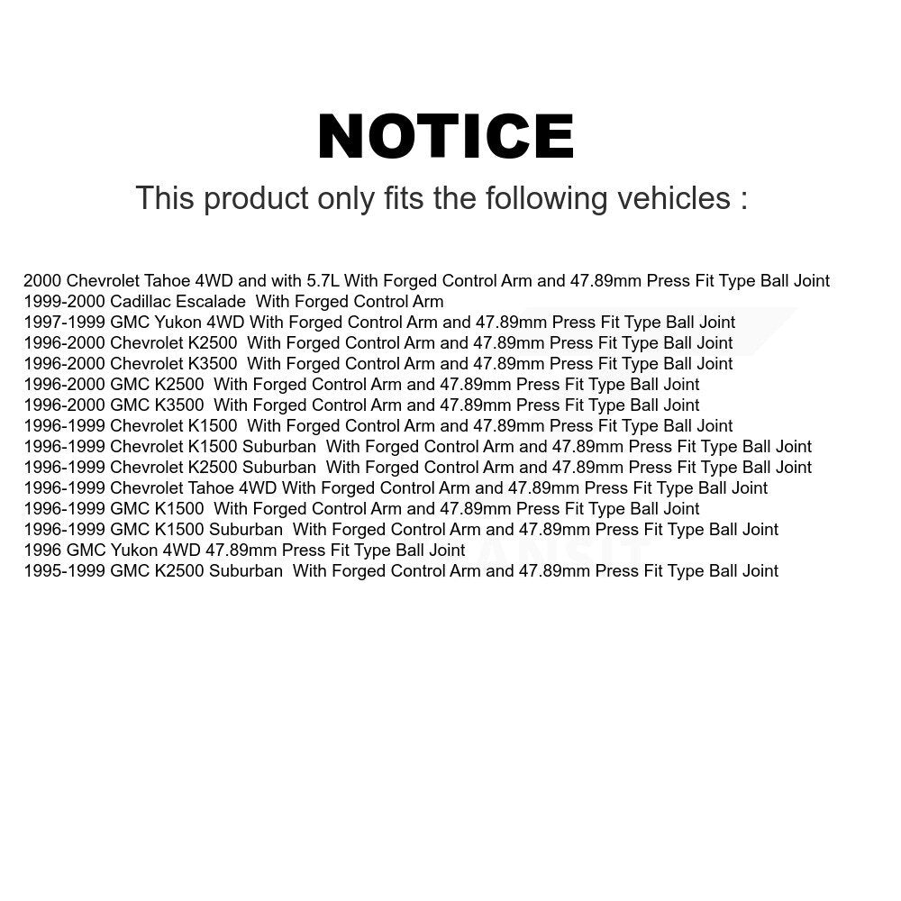 Front Suspension Ball Joint And Tie Rod End Kit For Chevrolet K1500 GMC Tahoe Suburban K2500 K3500 Yukon Cadillac Escalade KTR-102357