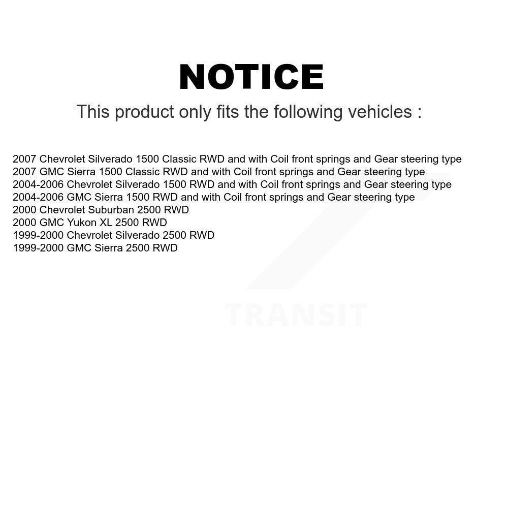 Front Suspension Ball Joint And Tie Rod End Kit For Chevrolet Silverado 1500 GMC Sierra Classic 2500 Suburban Yukon XL KTR-102360