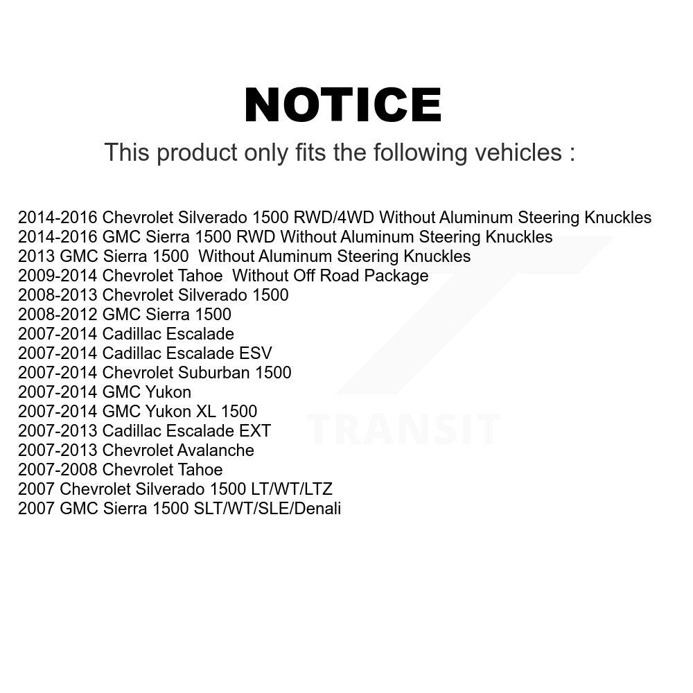 Front Suspension Control Arm Kit For Chevrolet Silverado 1500 GMC Sierra Tahoe Suburban Yukon Cadillac XL Avalanche Escalade ESV EXT KTR-102830