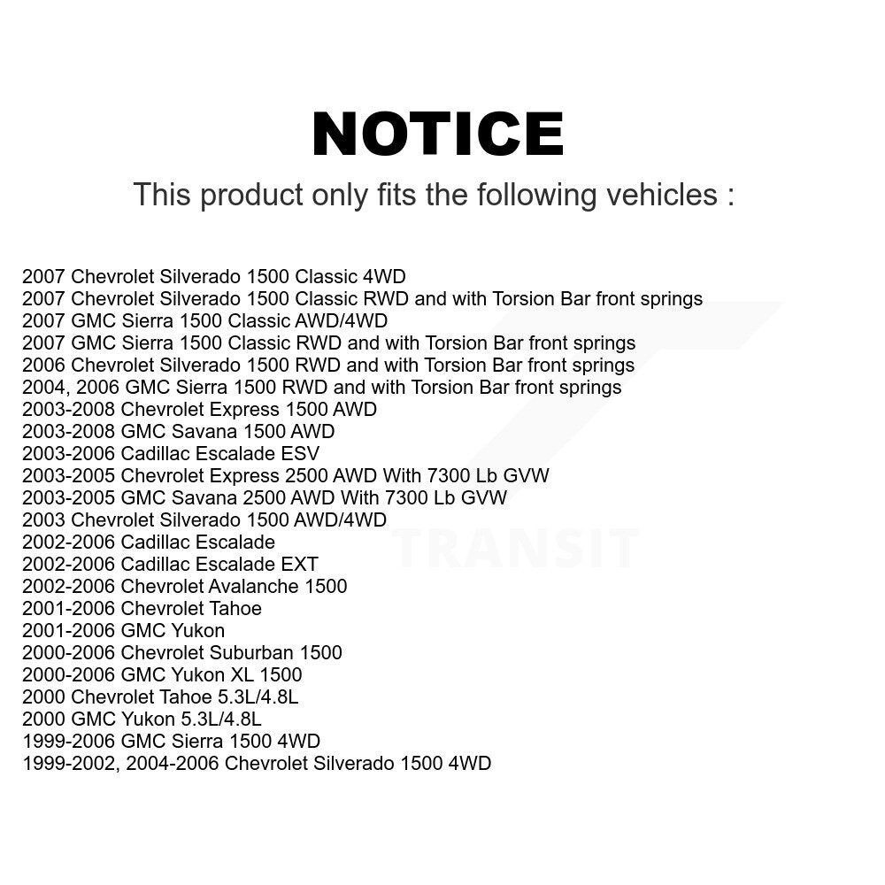 Front Suspension Control Arms And Upper Ball Joints Kit For Chevrolet Silverado 1500 GMC Tahoe Sierra Suburban Yukon Avalanche XL Cadillac Classic Escalade Express 2500 ESV EXT Savana KTR-103321