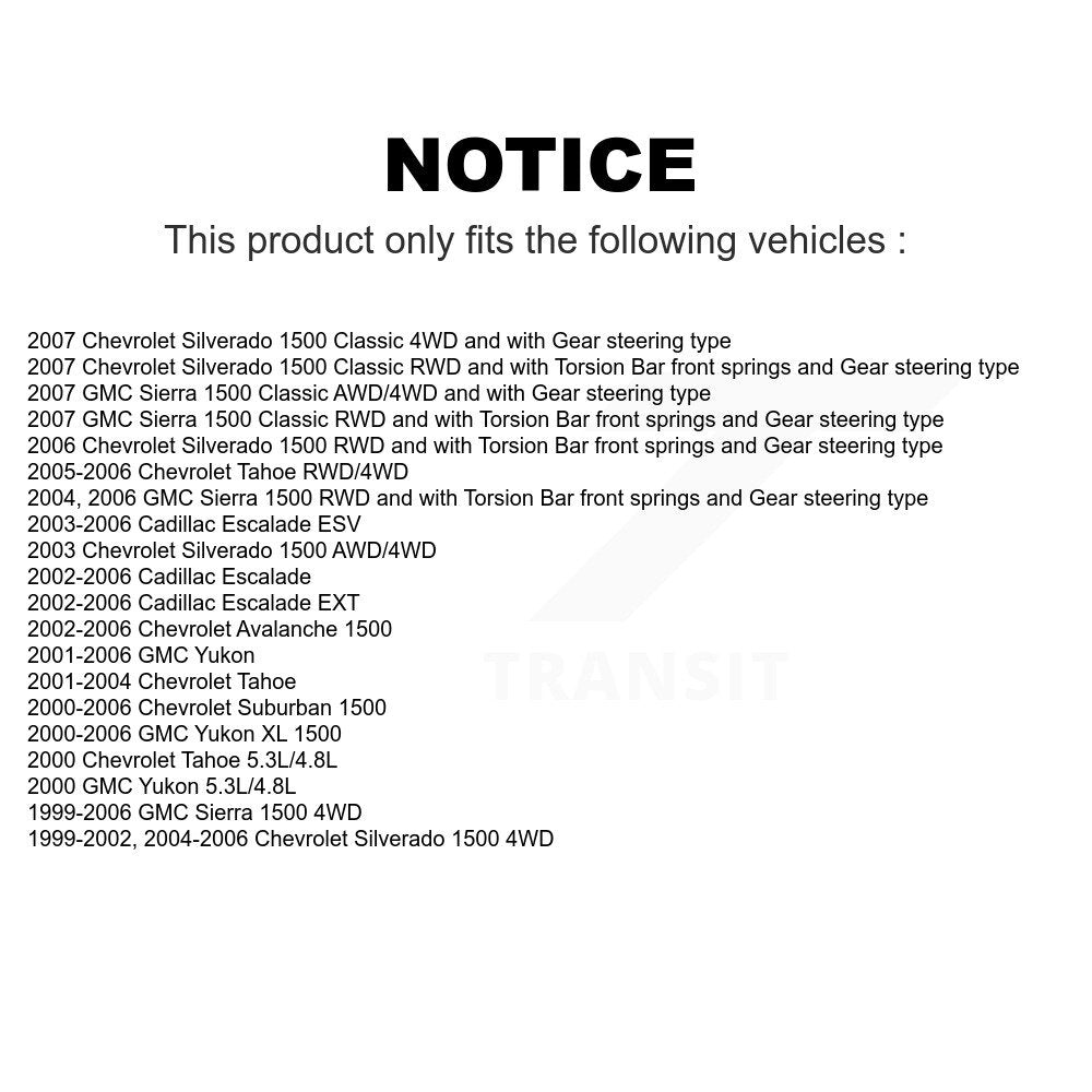 Front Control Arms Assembly And Lower Ball Joints Tie Rods Link Sway Bar Suspension Kit (10Pc) For Chevrolet Silverado 1500 GMC Tahoe Sierra Suburban Yukon Avalanche XL Cadillac Classic Escalade ESV EXT KTR-103497