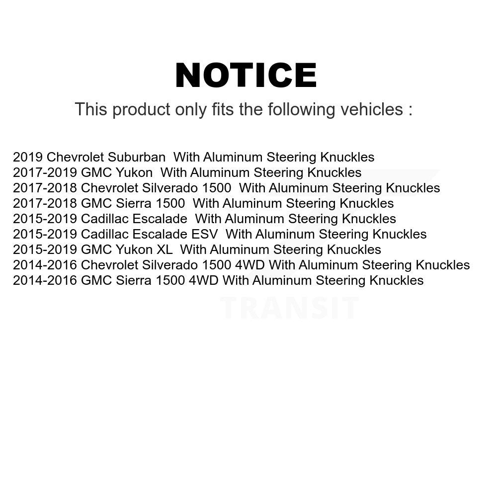 Front Control Arms Assembly And Lower Ball Joints Tie Rods Link Sway Bar Suspension Kit (10Pc) For Chevrolet Silverado 1500 GMC Sierra Cadillac Yukon XL Escalade ESV Suburban With Aluminum Steering Knuckles KTR-104200