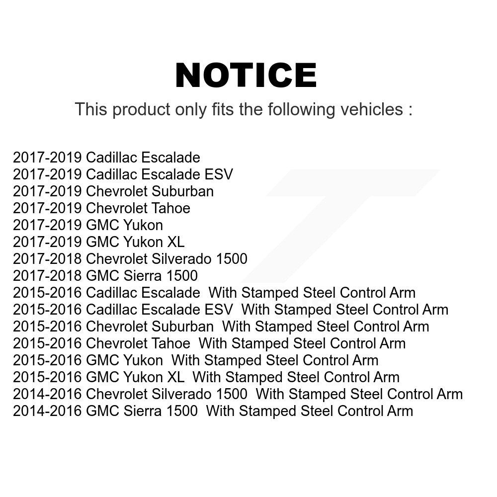 Front Suspension Ball Joint And Tie Rod End Kit For Chevrolet Silverado 1500 GMC Sierra Tahoe Suburban Yukon Cadillac XL Escalade ESV KTR-104365