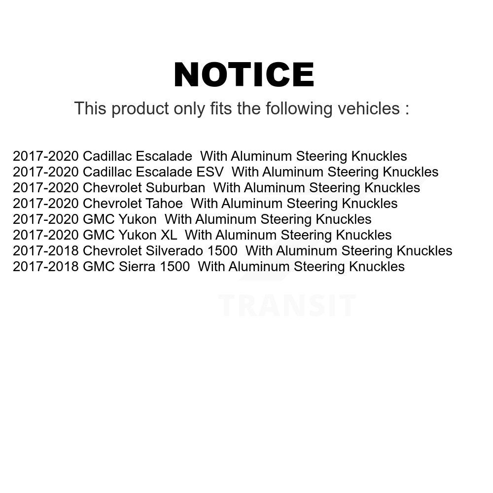 Front Suspension Control Arms And Lower Ball Joints Kit For Chevrolet Silverado 1500 GMC Sierra Tahoe Suburban Yukon Cadillac XL Escalade ESV With Aluminum Steering Knuckles KTR-104548