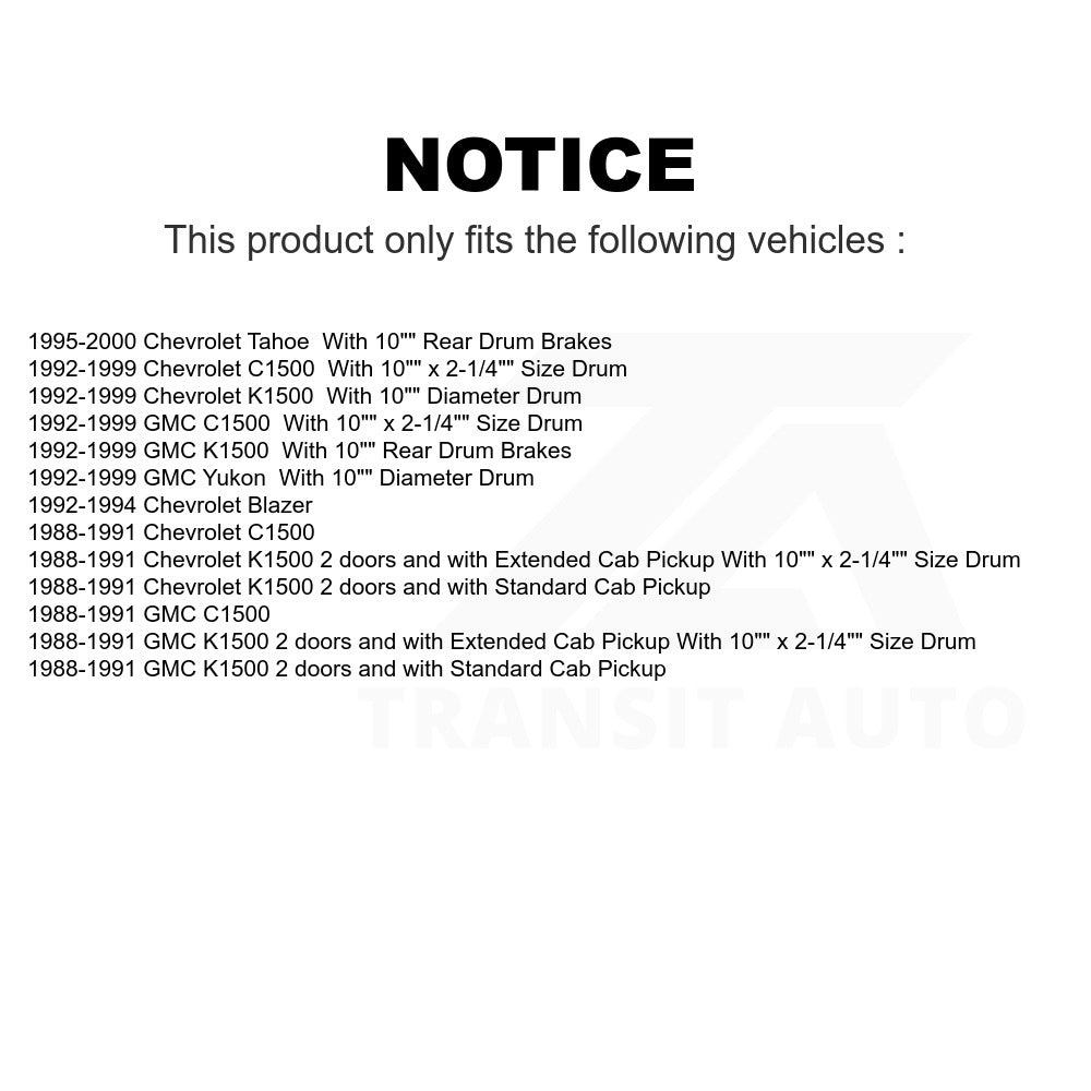 Rear Drum Brake Shoe NB-593B For Chevrolet C1500 K1500 GMC Tahoe Yukon Blazer