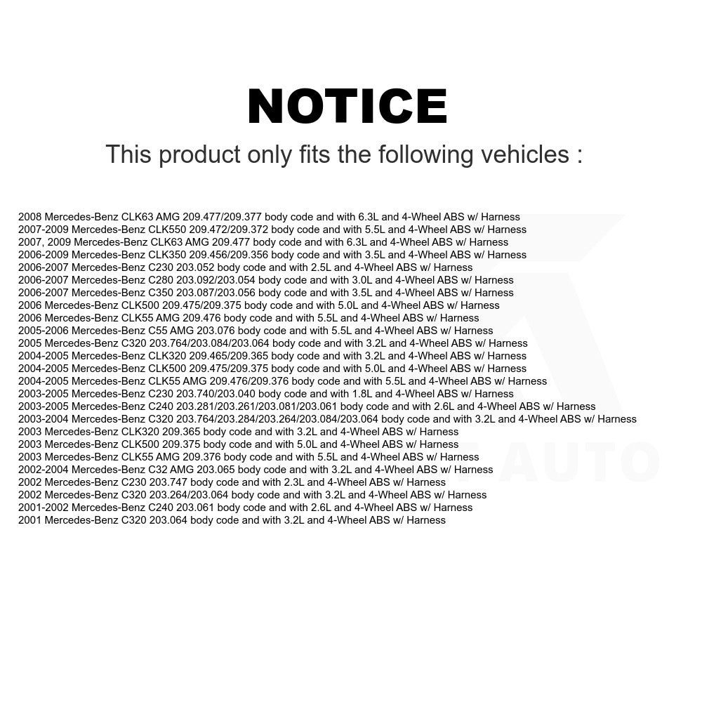 Mpulse Rear Right ABS Wheel Speed Sensor SEN-2ABS0052 For Mercedes-Benz C230 C240 CLK350 C320 C280 CLK320 CLK500 CLK550 C350 CLK55 AMG C32 C55 CLK63 w/ Harness