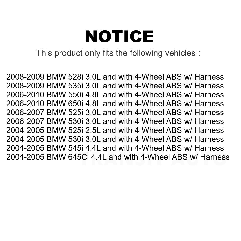 Mpulse Front ABS Wheel Speed Sensor SEN-2ABS0098 For BMW 530i 525i 528i 650i 535i 550i 645Ci 545i w/ Harness