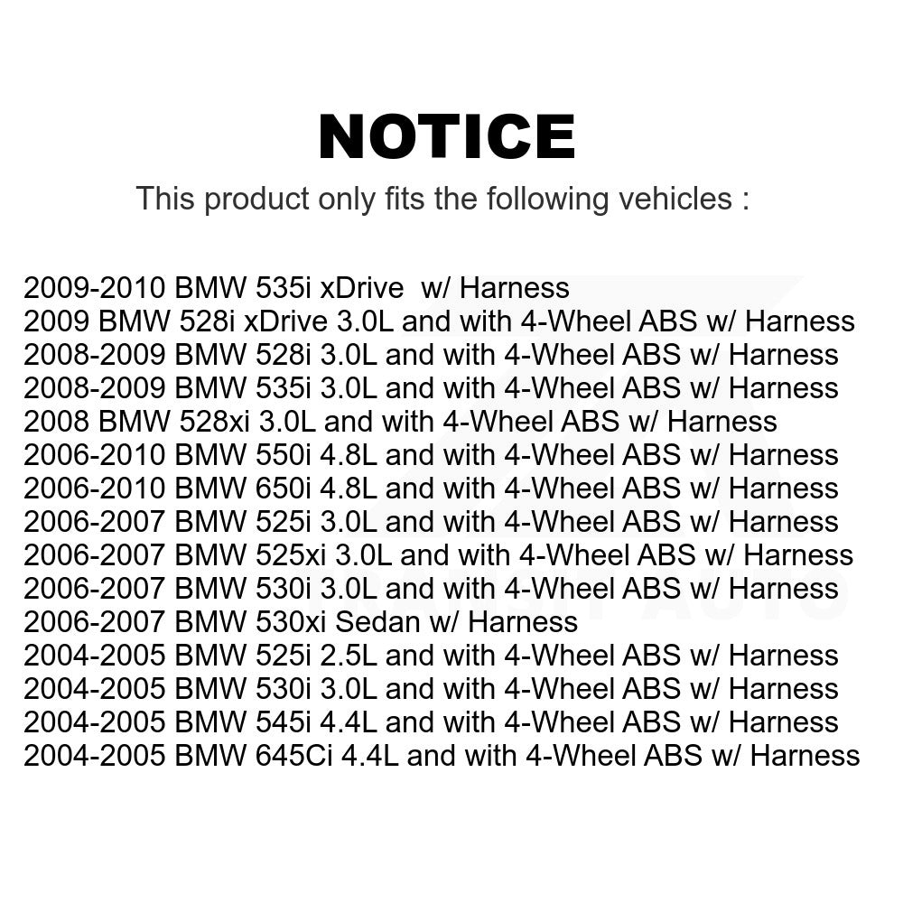 Mpulse Rear ABS Wheel Speed Sensor SEN-2ABS0100 For BMW 530i 525i 528i 650i 530xi 535i 550i 645Ci xDrive 528xi 545i 525xi w/ Harness