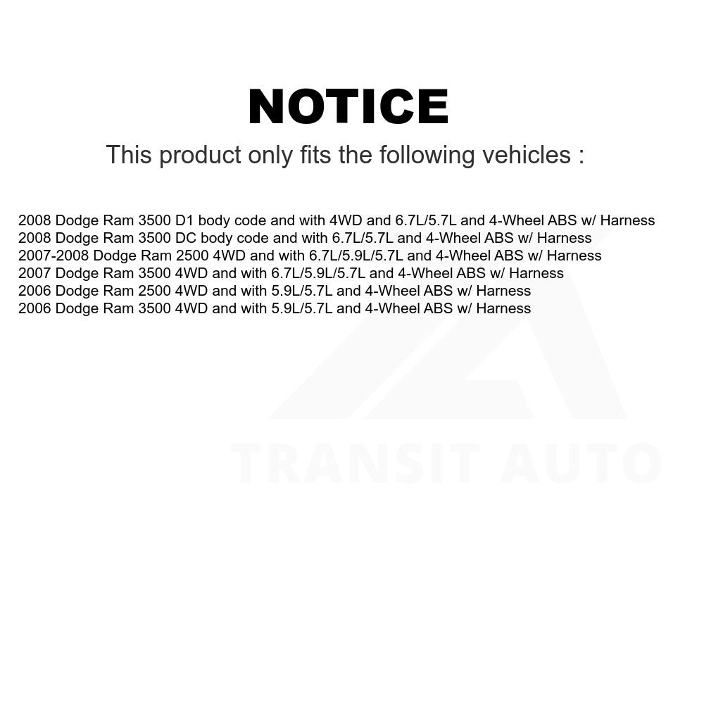 Mpulse Front ABS Wheel Speed Sensor SEN-2ABS0343 For Dodge Ram 2500 3500 w/ Harness