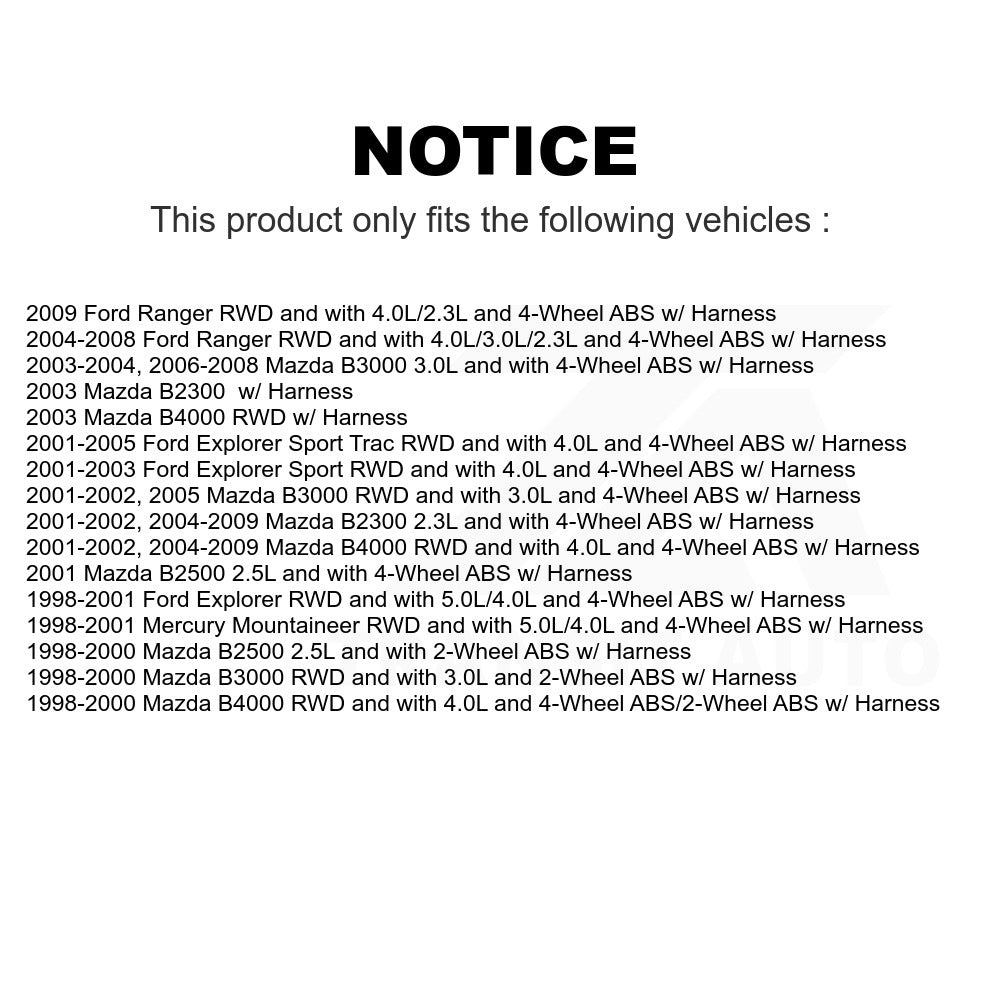 Mpulse Front ABS Wheel Speed Sensor SEN-2ABS0681 For Ford Ranger Explorer Sport Trac Mazda Mercury Mountaineer B3000 B2500 B4000 B2300 w/ Harness