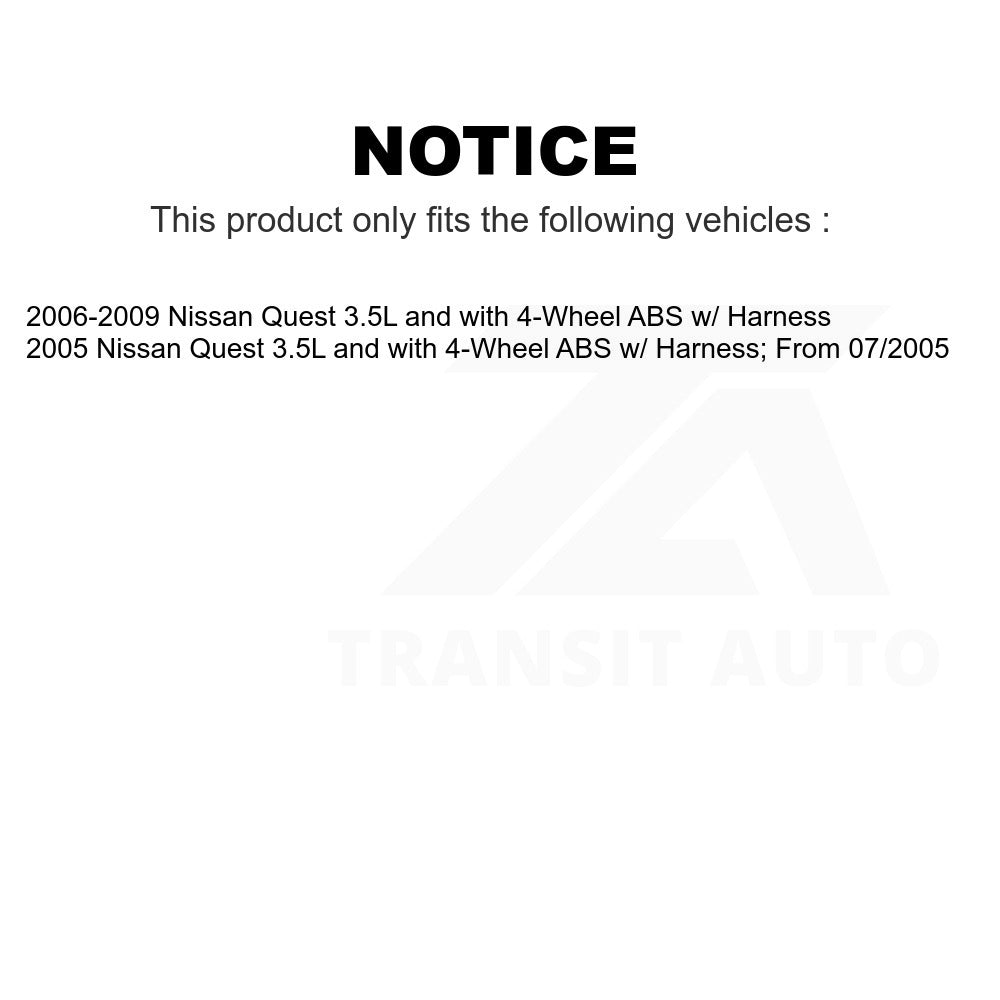Mpulse Front Left ABS Wheel Speed Sensor SEN-2ABS0721 For Nissan Quest 3.5L with 4-Wheel