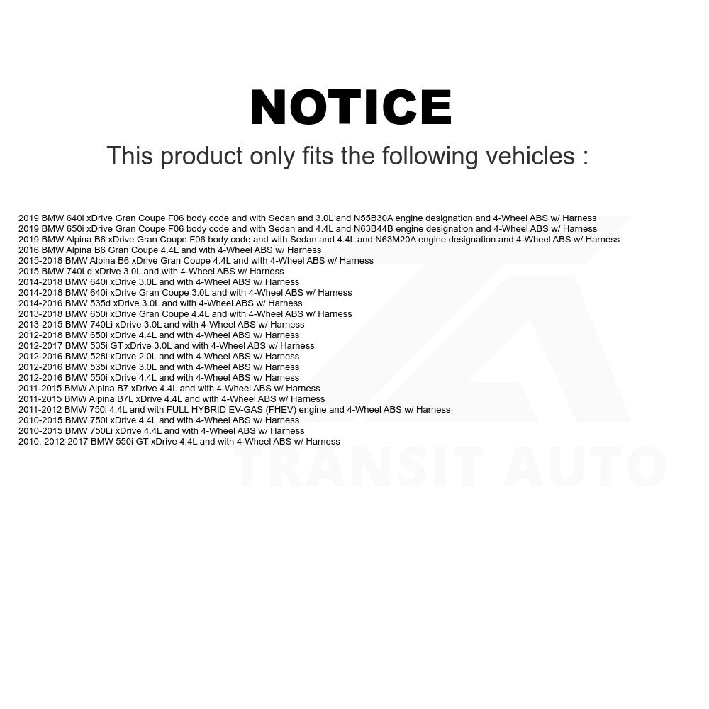 Mpulse Front ABS Wheel Speed Sensor SEN-2ABS2540 For BMW 528i xDrive 535i 750Li 550i 650i 750i 535d Gran Coupe 640i GT 740Li Alpina B6 740Ld B7 B7L w/ Harness