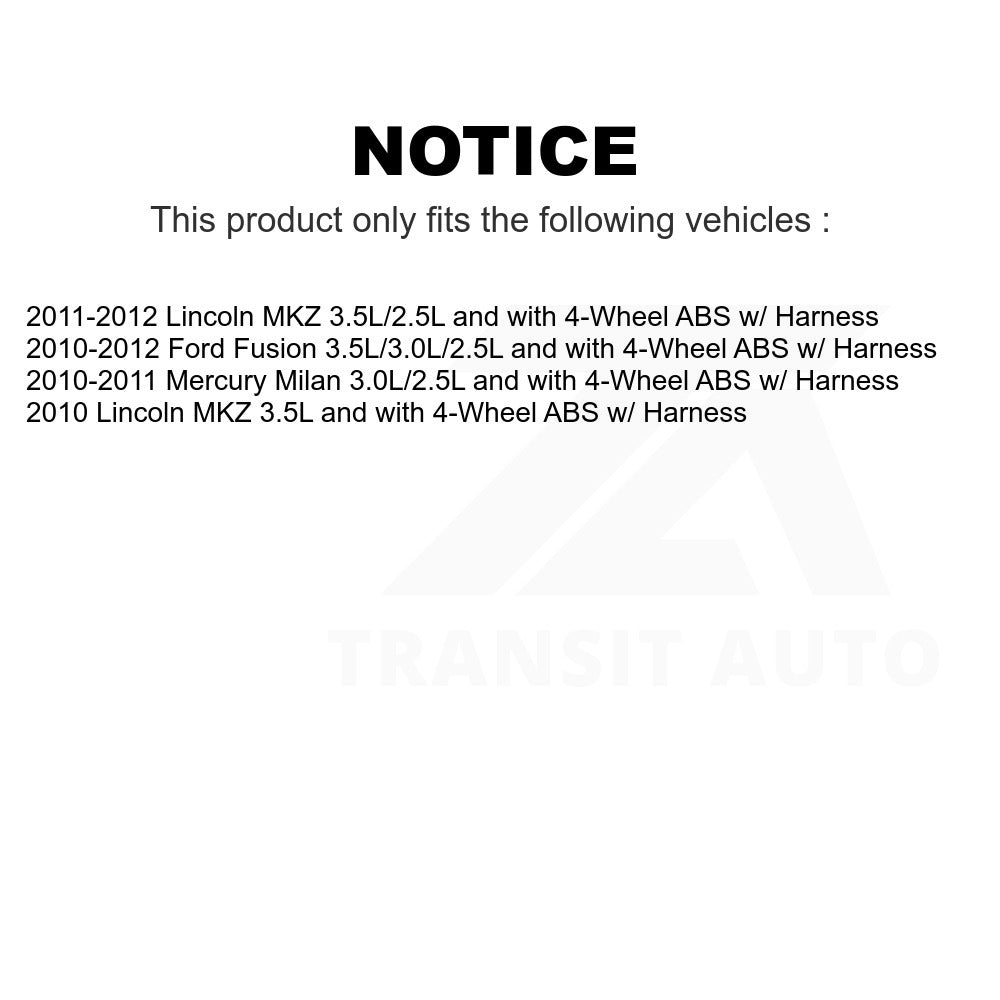 Mpulse Front Right ABS Wheel Speed Sensor SEN-2ABS2578 For Ford Fusion Lincoln MKZ Mercury Milan w/ Harness