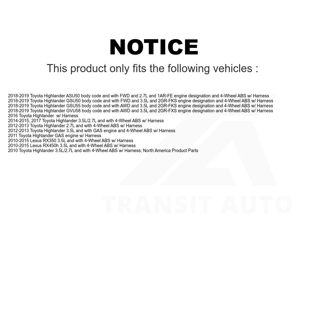 Mpulse Front Right ABS Wheel Speed Sensor SEN-2ABS2716 For Toyota Highlander Lexus RX350 RX450h
