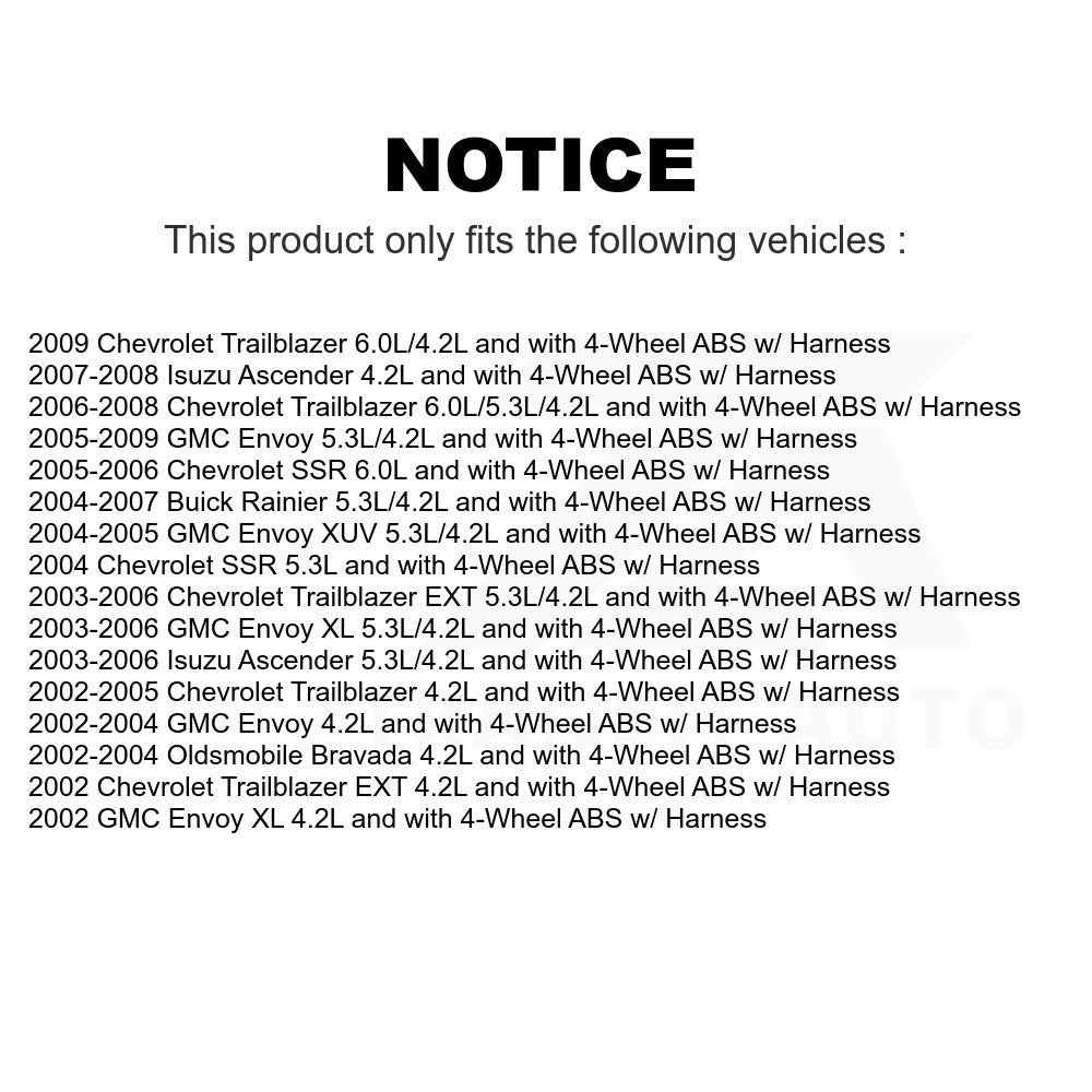 Mpulse Front ABS Wheel Speed Sensor SEN-2ABS3323 For Chevrolet Trailblazer GMC Envoy EXT XL Buick Rainier Oldsmobile Bravada XUV Isuzu Ascender SSR w/ Harness