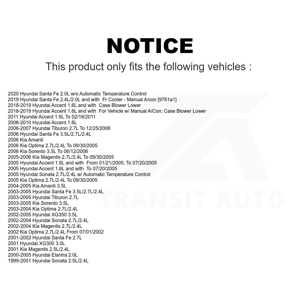 Mpulse HVAC Blower Motor SEN-2BMR0047 For Hyundai Santa Fe Accent Elantra Kia Sonata Sorento Optima Tiburon XG350 Amanti XG300 Magentis