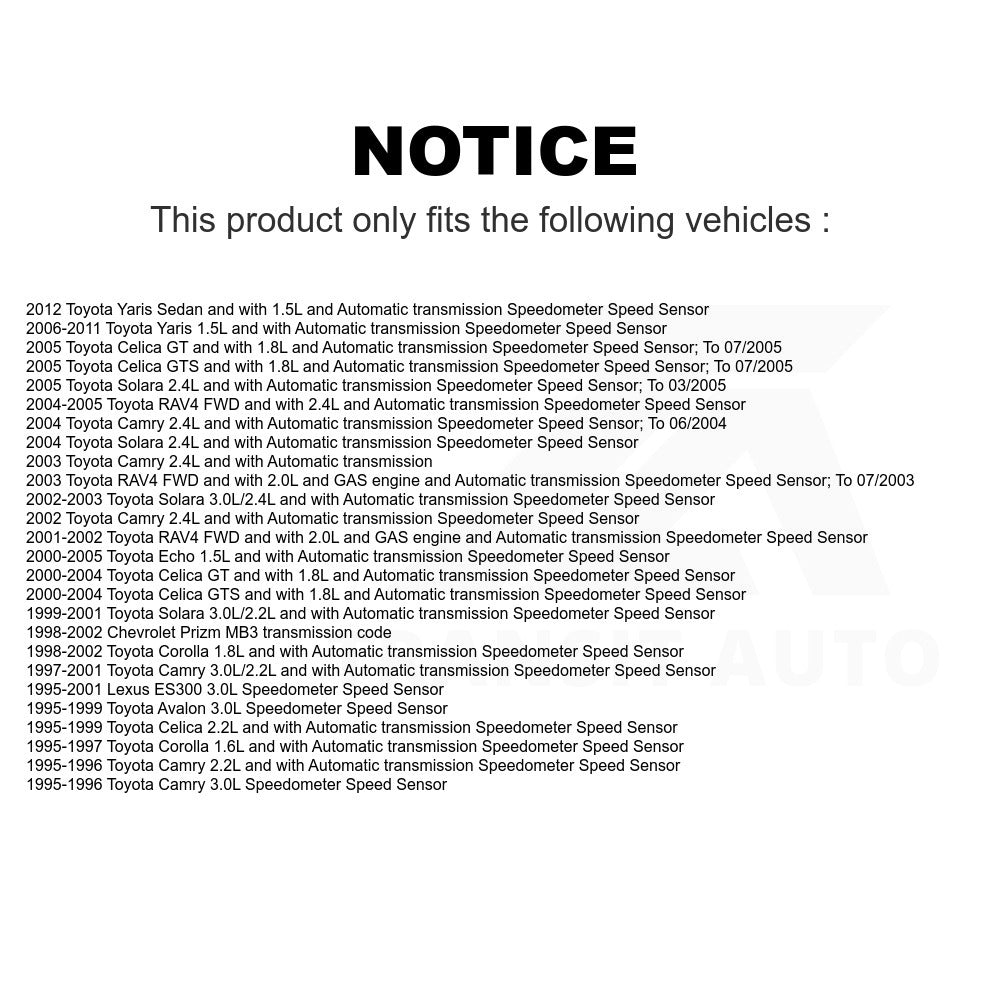Mpulse Vehicle Speed Sensor SEN-2VSS0003 For Toyota Camry Corolla Yaris RAV4 Solara Lexus ES300 Avalon Celica Echo Chevrolet Prizm