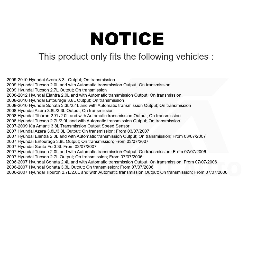 Mpulse Vehicle Speed Sensor SEN-2VSS0021 For Hyundai Elantra Sonata Santa Fe Tucson Tiburon Entourage Azera Kia Amanti