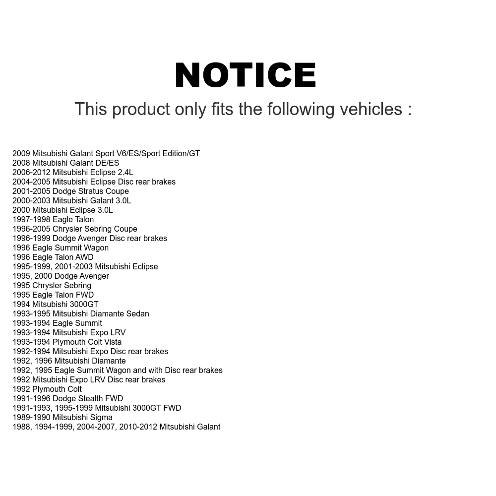 Rear Semi-Metallic Disc Brake Pads SIM-383 For Mitsubishi Galant Chrysler Sebring Eclipse Dodge Stratus 3000GT Stealth Avenger Eagle Talon Diamante Summit Plymouth Colt Expo LRV Sigma