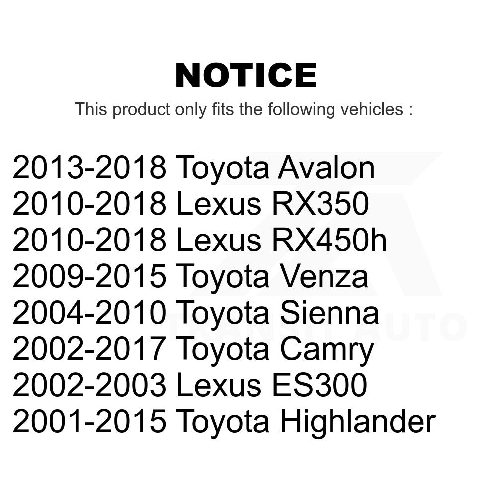 Front Rearward Suspension Control Arm Bushing TOR-K201640 For Toyota Camry Highlander Lexus RX350 Sienna Avalon Venza RX450h ES300