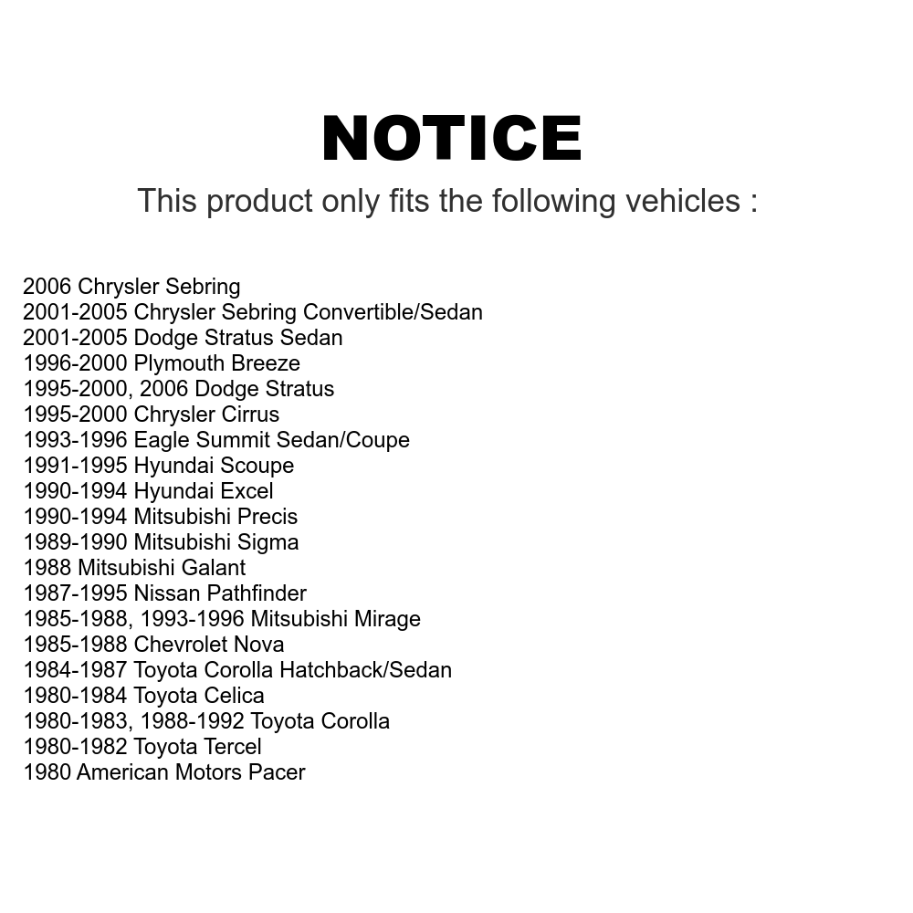Suspension Stabilizer Bar Link Kit TOR-K90308 For Jeep Patriot Toyota Pickup Compass Chrysler Dodge Sebring Stratus Ford Escort Corolla Nissan Pathfinder Mercury Tracer Cirrus Ram 50 Plymouth Breeze