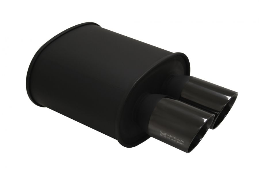 Universal Exhaust M-BC Muffler Dual Black Chrome Tips - MR-MU-MBC-2