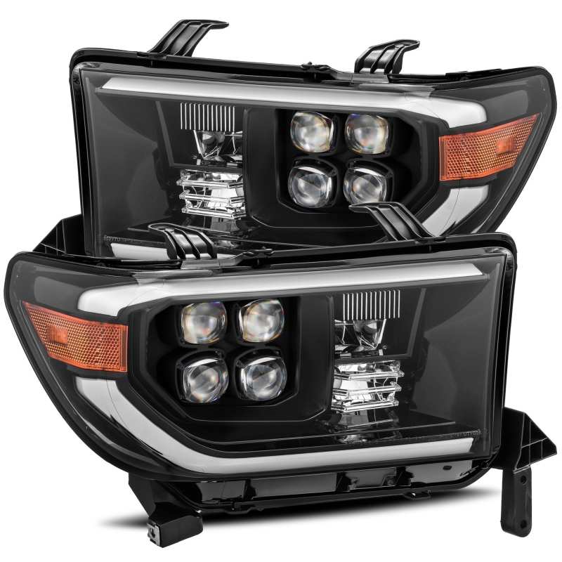 AlphaRex 07-13 Toyota Tundra (w/Lvl Adj) NOVA LED Proj Headlights Plank Alpha Blk w/Seq Signal/RDL