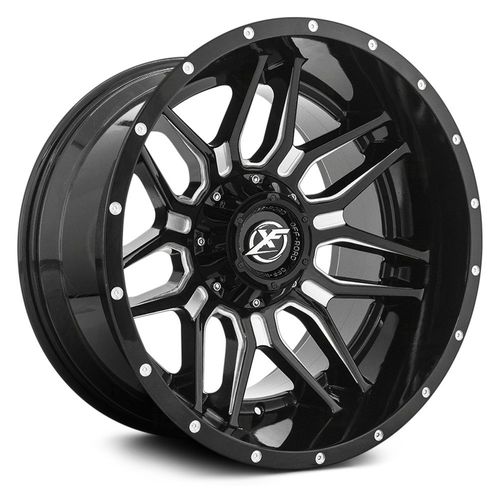XF OFFROAD Gloss Black Milled XF-222 20x9 5x127/5x139.7 Wheels