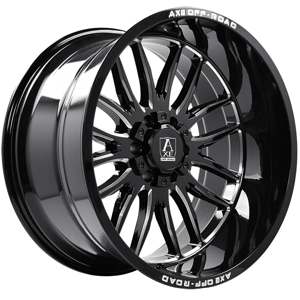 Gloss Black - Milled Edge 20x9.5 6x135/6x139.7 Conical AXE Wheels