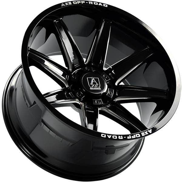 Gloss Black - Milled Edge 20x12.0 6x135/6x139.7 Conical AXE Wheels
