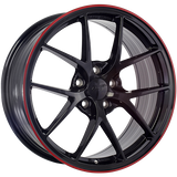 Gloss Black - Red Line 16x7.0 5x114.3 Conical DAI Wheels