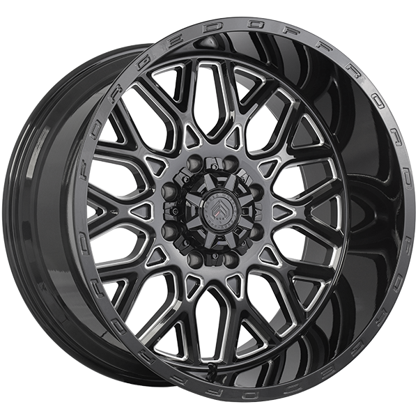 Gloss Black - Milled Edge 22x12.0 8x165.1 Conical Forged Wheels