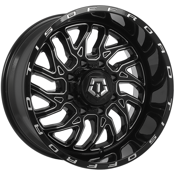 Gloss Black - Milled Edge 20x10.0 8x180 Conical TIS Wheels