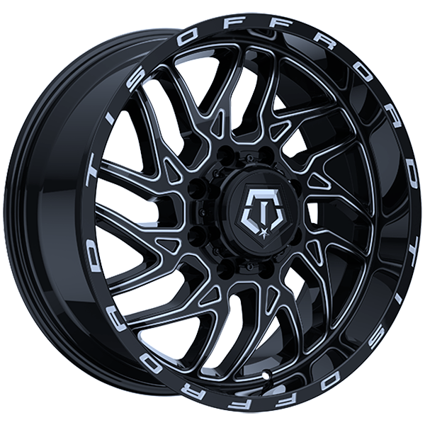 Gloss Black - Milled Edge 22x10.0 8x180 Conical TIS Wheels